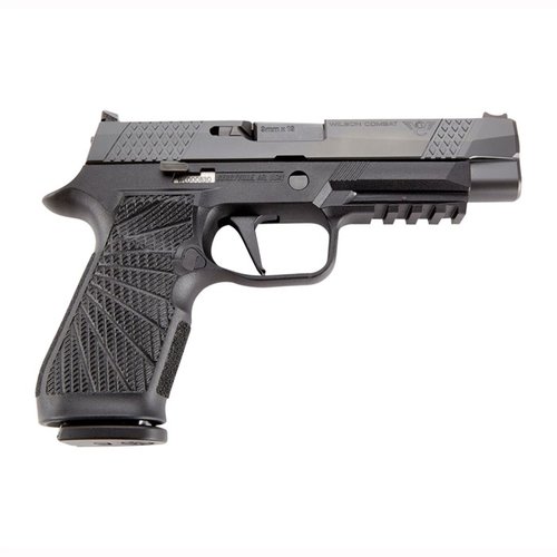 WCP320 combines Wilson Combat's custom grip and X-TAC slide for superior control, enhanced traction, and a durable black DLC finish, perfect for dynamic shooting.