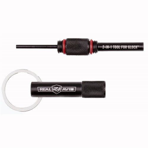 2-IN-1 TOOL FOR GLOCK® combines precision disassembly for cleaning and front sight changes in a compact design that also holds your keys.