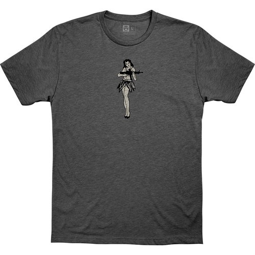 Enjoy comfort and style with the Magpul Hula Girl CVC T-Shirt, featuring a durable cotton-poly blend, tag-less neck label, and iconic design.