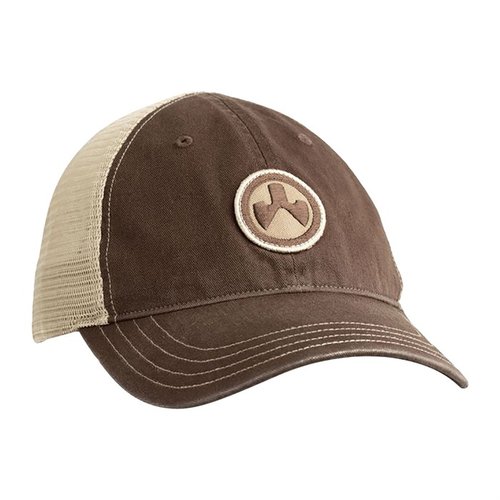The MAGPUL ICON PATCH TRUCKER HAT features a relaxed fit, breathable mesh back, and adjustable snap closure, ensuring comfort and style for any shooting enthusiast.