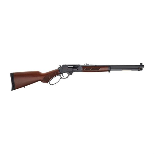 Henry .30-30 lever-action rifle offers lightweight maneuverability, a steel receiver, and a side loading gate for quick reloading, perfect for traditional deer hunting.
