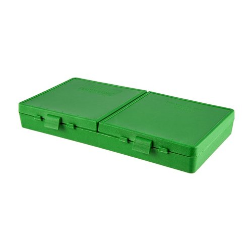 MTM Case-Gard P-100 ammo boxes are durable, stackable, and perfect for storing reloads, featuring a scuff-resistant surface and a 25-year latch guarantee.
