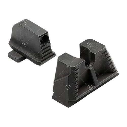 Strike Iron Sights (Suppressor Height) provide elevated sight alignment, reduce glare, and allow customization, all made from durable SUS630 stainless steel.