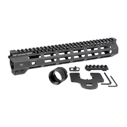 Midwest Industries Combat M-LOK free float handguard for AR-15 offers customizable accessory options, a continuous Picatinny rail, and durable aluminum construction.