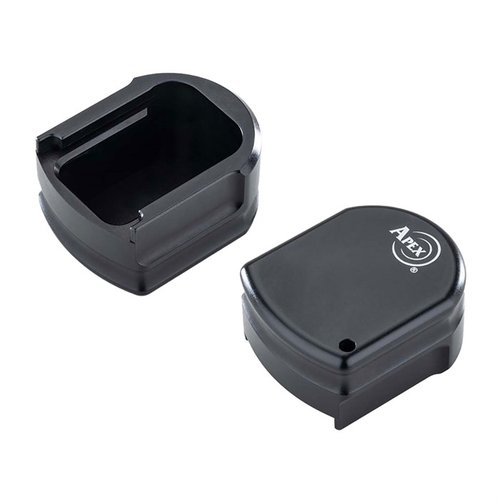 FNX 45 Magazine Base Pad adds 2.5 rounds, maintains slide lock function, features easy grip grooves, durable aluminum, and simple installation.