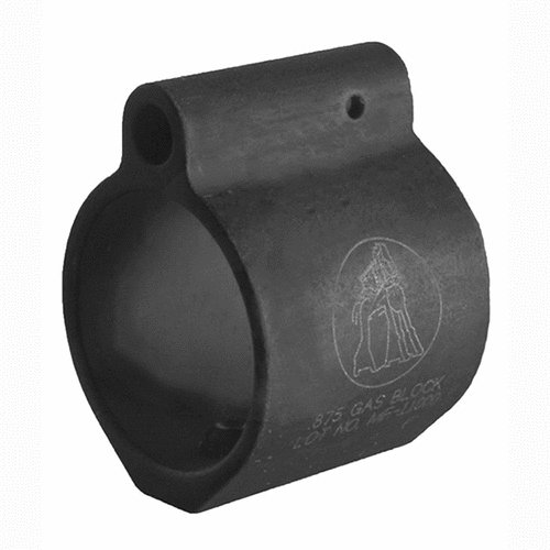 Troy's .875 Low Profile Gas Block is designed for bull barrel rifles, crafted from durable 4140 steel, ensuring reliability and performance for Armalite® .308 and other calibers.