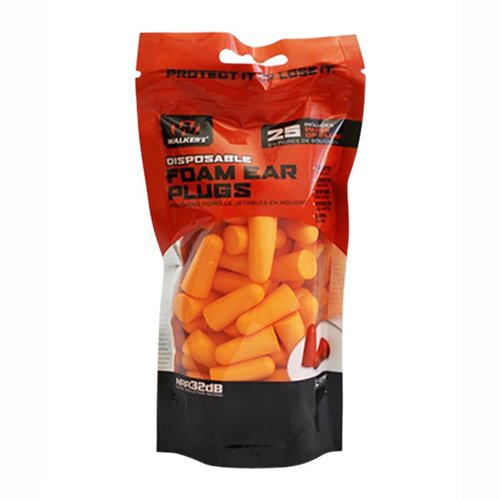 Walkers Foam Ear Plugs with neckband keep your hearing protection secure and accessible, offering 25 dB noise reduction and replacement plugs for optimal use.