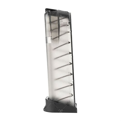 Strike Industries GLOCK™ G17 magazine offers 17+ round capacity, translucent body for ammo visibility, ambidextrous release, and tool-less disassembly.