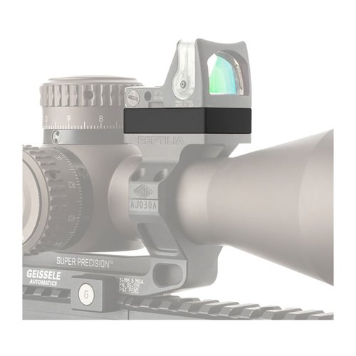 ROF Riser for Trijicon RMR/SRO offers 2.5mm or 10mm height adjustment for improved clearance, compatible with various red dot sights for enhanced versatility.