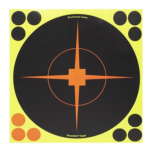 SHOOT-N-C® 8" Bullseye Targets make hits visible with bright halos, feature peel-n-stick backing, and include multiple target sizes for versatile shooting.