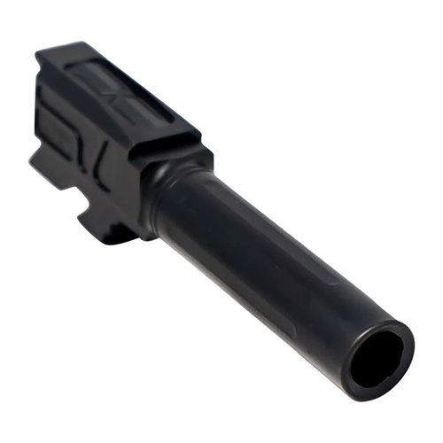 Faxon Match barrels for Glock® 43/43X offer superior accuracy, durability with black nitride finish, and easy drop-in installation without gunsmithing.