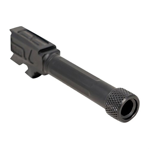 Faxon Match barrels for Glock® 43/43X offer superior accuracy, durability with black nitride finish, and easy drop-in installation for enhanced performance.