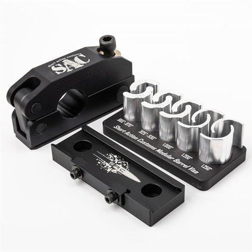 SAC's Modular Barrel Vise Kit enables quick barrel changes with a 100% lifetime warranty, excellent grip, and a modular design for future accessories.
