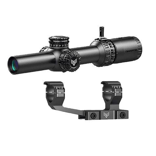 Swampfox Arrowhead 1-6x24mm SFP scope features locking turrets, illuminated reticles, and a bright, wide field of view for law enforcement and self-defense.