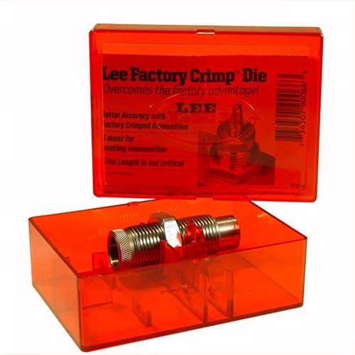 Lee Taper Crimp Die ensures reliable crimping for 9mm jacketed bullets, made from hardened steel to eliminate crimp issues from poor die design.