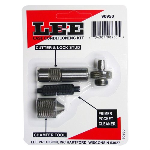 Lee Case Conditioning Kit offers a cutter, chamfer tool, and primer pocket cleaner for efficient brass prep, compatible with small/large primer pockets.