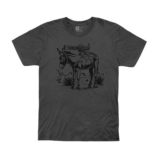 Get the MAGPUL BURRO T-SHIRT in Charcoal, made from 100% combed ring-spun cotton for comfort, featuring durable double-needle stitching and a tag-less design.