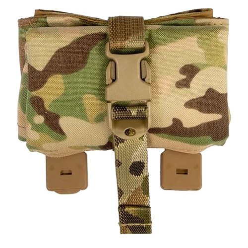 Grey Ghost Gear's Roll Up Dump Pouch offers compact storage for extra gear, attaches to MOLLE/PALS webbing, and features a secure cinch strap closure.