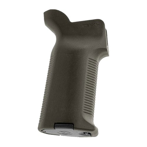 Magpul's K2-XL grip is 25% larger for bigger hands, offers better control with a vertical angle, and features Trapezoidal Surface Projections for enhanced traction.