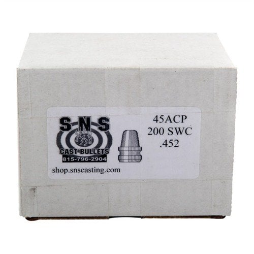 SNS CAST BULLETS .45 Caliber Semi-Wad Cutter bullets offer 200GR precision with a 92% lead alloy, polymer coating, and 18 Brinnell hardness for consistent, economical performance.