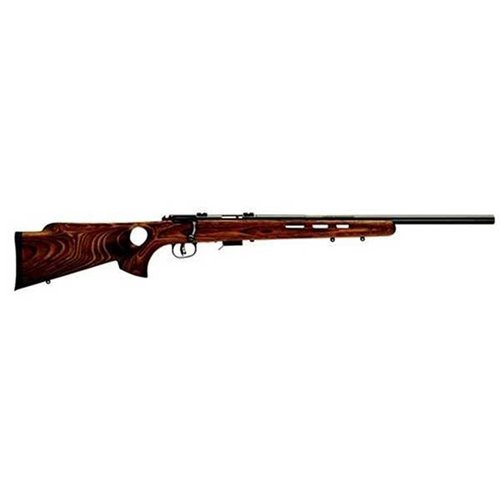 Savage 93R17 BTV offers a laminated thumbhole stock, heavy barrel, and AccuTrigger for adjustable safety, delivering precision for small game at 2,550 fps.