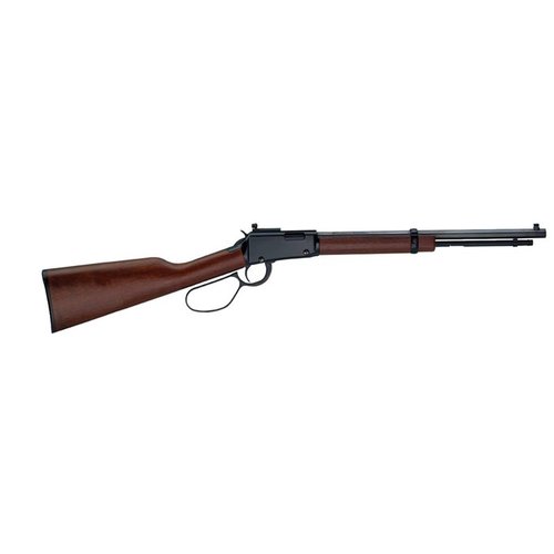 Henry's Small Game Carbine features a precise Skinner rear sight, American walnut stock, and large loop lever, making it perfect for versatile hunting.