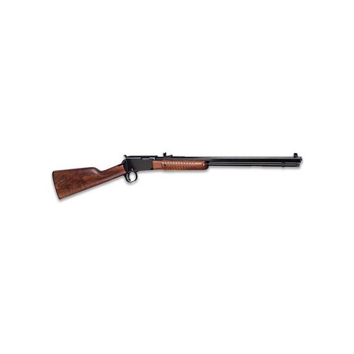 Henry Pump Rifle features a classic blue octagonal barrel, perfect for fun shooting experiences with 15+1 capacity in .22LR or .22 Magnum calibers.
