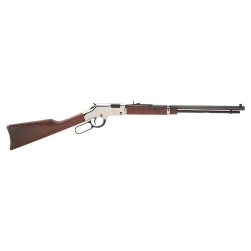 Henry Silver Boy Lever-Action 17HMR combines classic craftsmanship with premium performance, featuring a walnut stock, blued octagonal barrel, and easy-to-load magazine.