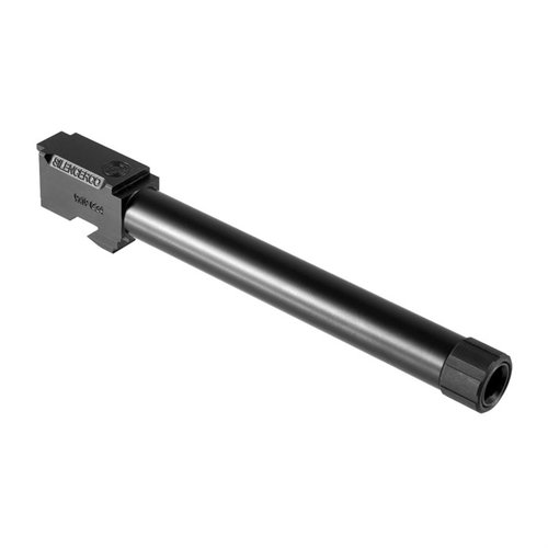 Závitové hlavně Silencerco pro Glock® z 416R nerezové oceli, s černým nitridovým nebo přírodním povrchem, kompatibilní s Gen 3 a Gen 4, včetně ochrany závitu.