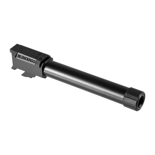 Závitové hlavně Silencerco pro Glock® vyrobené z 416R nerezové oceli, s černým nitridem nebo přírodním povrchem, vhodné pro Gen 3 a Gen 4 Glocky.