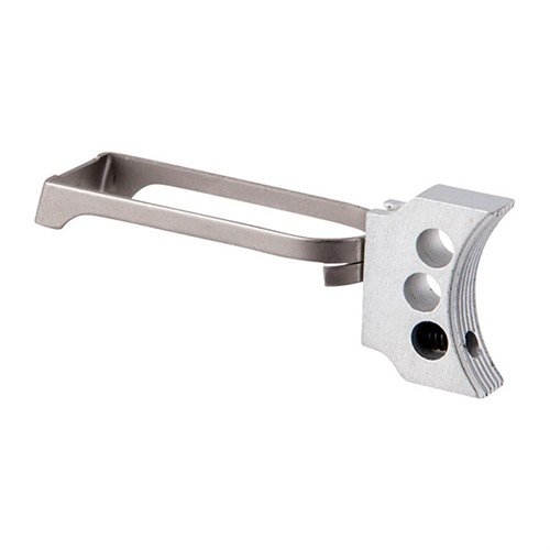 Upgrade your 1911 with the Fusion 3-HOLE Silver Trigger, featuring adjustable fit, lightweight aluminum, and serrated pad for precision in combat or match shooting.