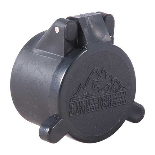 FLIP-OPEN OBJECTIVE LENS COVERS by BUTLER CREEK offer weatherproof, dust-proof protection for your scope's lenses, flipping open easily for quick access.