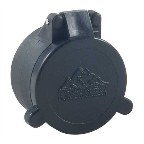 FLIP-OPEN OBJECTIVE LENS COVERS by BUTLER CREEK protect your scope lenses from debris with weatherproof, dust-proof, and moisture-proof design, flipping open easily.