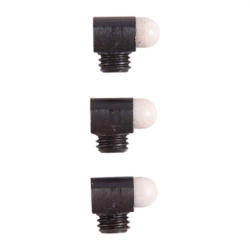 SIGHT BEADS from BRADLEY GUNSIGHT offer superior strength and indexing with a steel base and durable plastic beads, available in red or white, perfect for precision shooting.