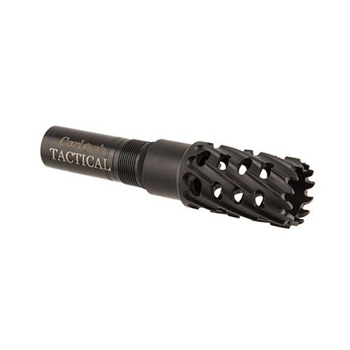 Carlson's Tactical Muzzle Brake reduces recoil, enhances shotgun control, made from durable stainless steel, perfect for hunting and home defense.