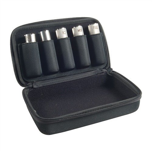 EVA molded foam case offers superior protection for 5 choke tubes, featuring scratch-resistant lining and lightweight design for easy storage and transport.