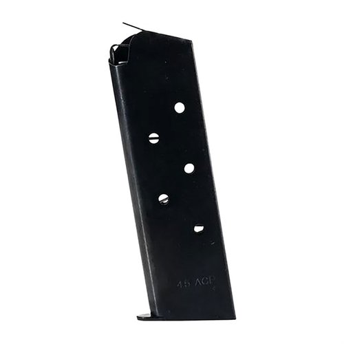 Colt 1911 Government/Commander 7-RD Magazine offers reliable performance and compatibility with various .45 models, ensuring smooth operation and durability.