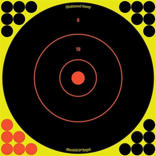 SHOOT-N-C® TARGET highlights your hits with bright fluorescent colors, features self-adhesive backing, and includes various bullseye sizes for easy visibility.