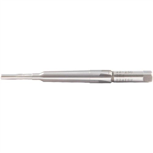 CLYMER's 22-250 Remington Finishing Reamer offers precision craftsmanship from M-7 High-Speed Steel, ensuring durability and accuracy for professional gunsmiths.