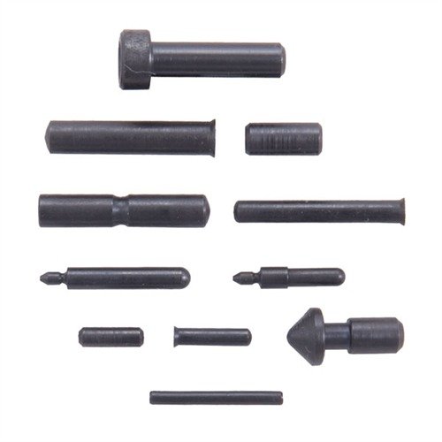 Set of 11 heat-treated, hardened steel pins for refurbishing or building a 1911 Auto, ensuring durability and long service life.
