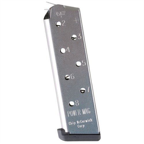 Chip McCormick's 1911 8RD 45ACP Power Plus Magazine offers no-fail performance, advanced anti-tilt follower, and a durable design for reliable feeding.