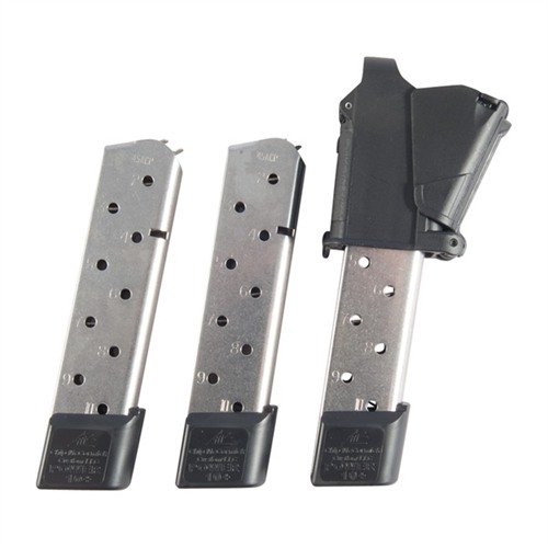 Chip McCormick's 1911 .45 ACP Power Magazine 3 Pack ensures reliable feeding, durable construction, and quick loading with the included loader for enhanced shooting experience.