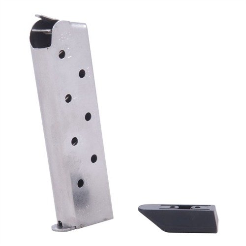 Chip McCormick's 1911 8RD .45 ACP Match Grade Magazines offer extra capacity, reliable feeding, and easy pad installation with durable stainless steel construction.
