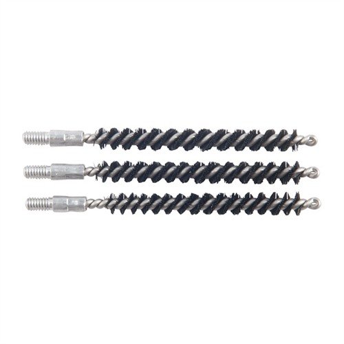 Dewey Copper Eliminator Bore Brushes feature aluminum components that prevent false-positive copper fouling indications, ensuring effective and safe bore cleaning.
