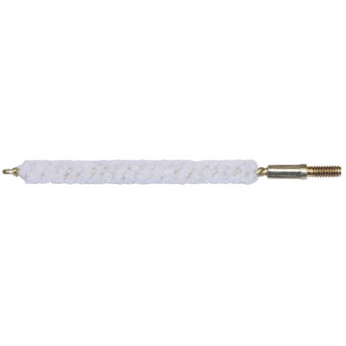 .17 & .20 Cal. Bore Mops are tough and strong, made of all cotton on brass wire, perfect for .177 airguns and .20 caliber wildcats, fitting Dewey rods.
