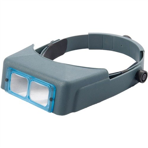 OptiVISOR No. 5 offers 2.5X magnification, a dial adjustable headband for comfort, fits over regular glasses, and features durable optical glass lenses.