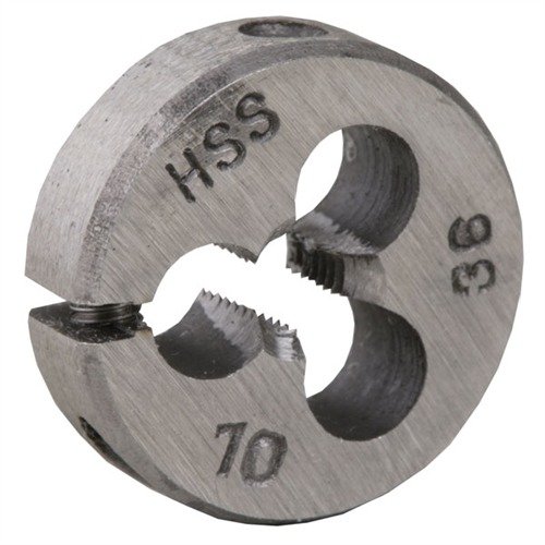 Brownells Wire Gauge Carbon Dies ensure precise threading with durable carbon steel, featuring a 13/16