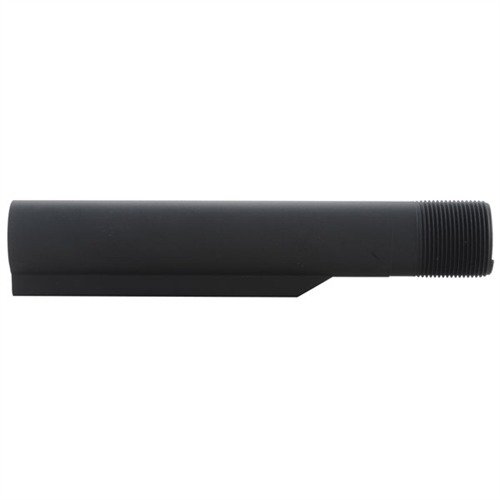 AR-15/M16 MIL-SPEC BUFFER TUBE offers six-position adjustment for customizable length-of-pull, ensuring a snug fit for mil-spec stocks with a durable matte finish.