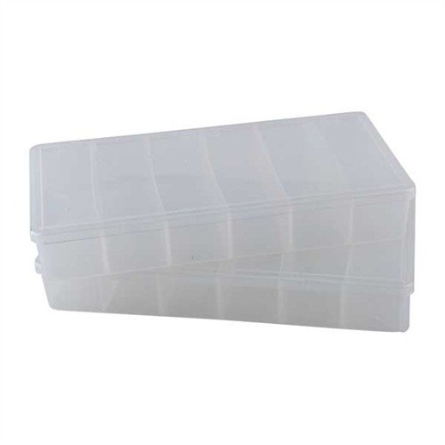 Tough, clear polypropylene storage bins with 6 compartments for easy identification and durability; resistant to oils and solvents, won't shatter.