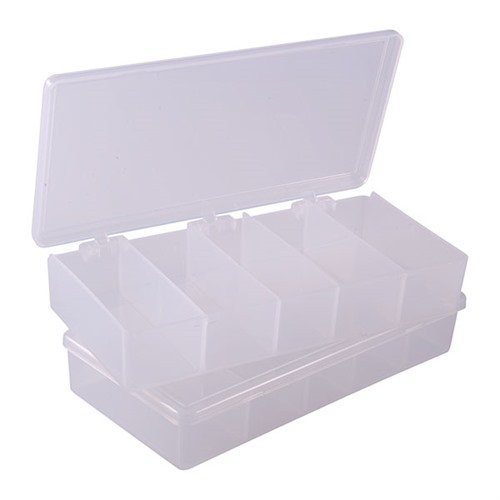 Tough, clear polypropylene storage bins with 5 compartments for easy content identification; resistant to oils and solvents, ensuring durability and reliability.